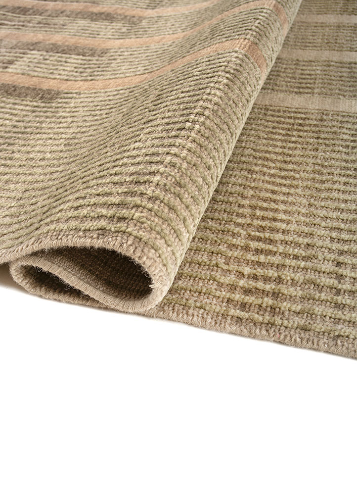 thyme beige and brown wool Hand Knotted Rug - FloorShot