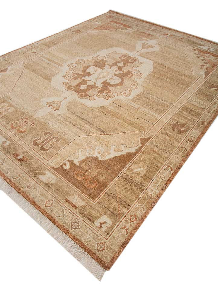 savana beige and brown wool Hand Knotted Rug - FloorShot