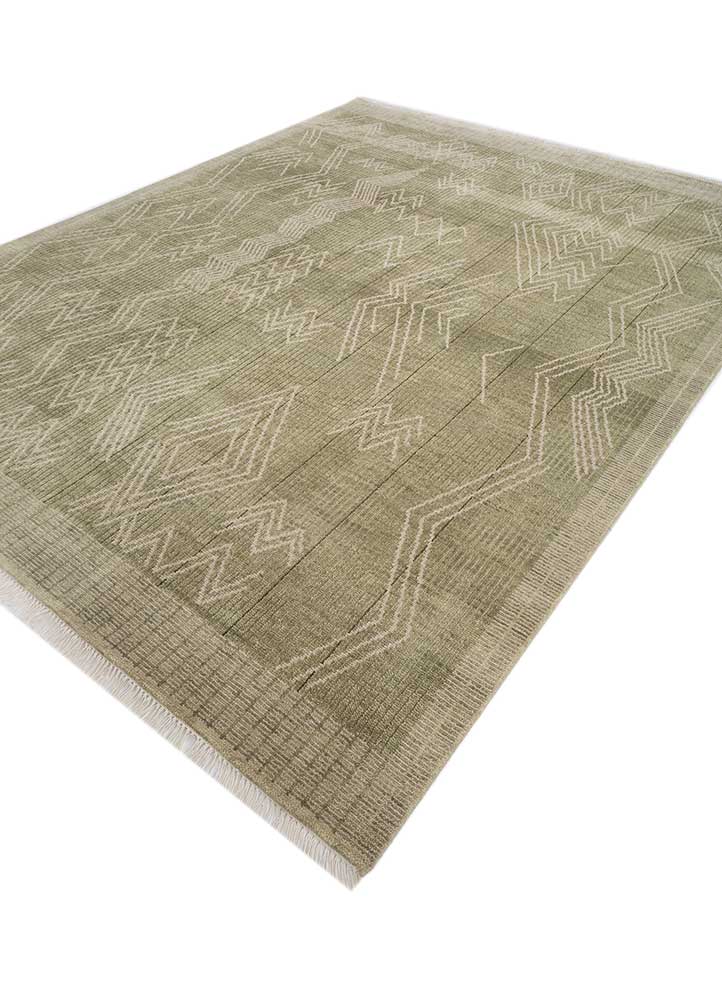 savana green wool Hand Knotted Rug - FloorShot