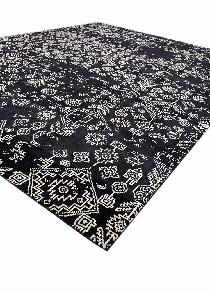 savana grey and black wool Hand Knotted Rug - FloorShot