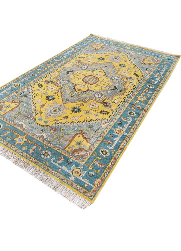 savana gold wool Hand Knotted Rug - FloorShot