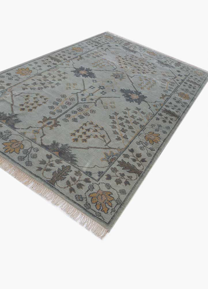 savana blue wool Hand Knotted Rug - FloorShot