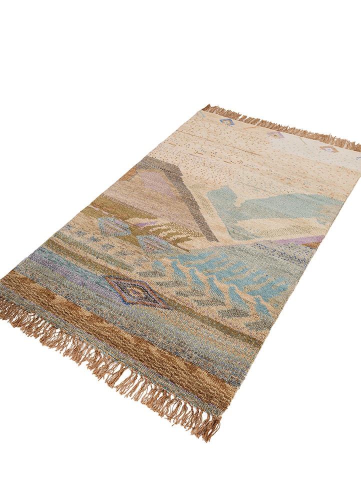 manchaha blue wool Hand Knotted Rug - FloorShot manchaha blue wool Hand Knotted Rug - FloorShot