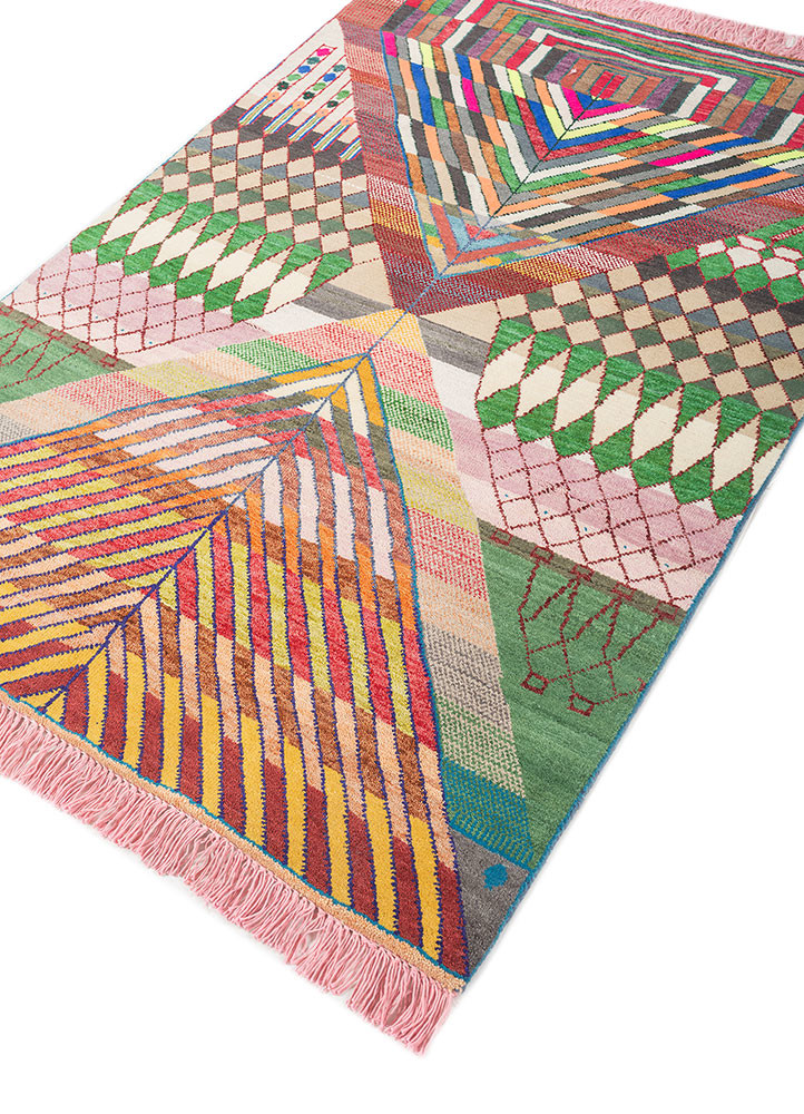 manchaha red and orange wool Hand Knotted Rug - FloorShot manchaha red and orange wool Hand Knotted Rug - FloorShot