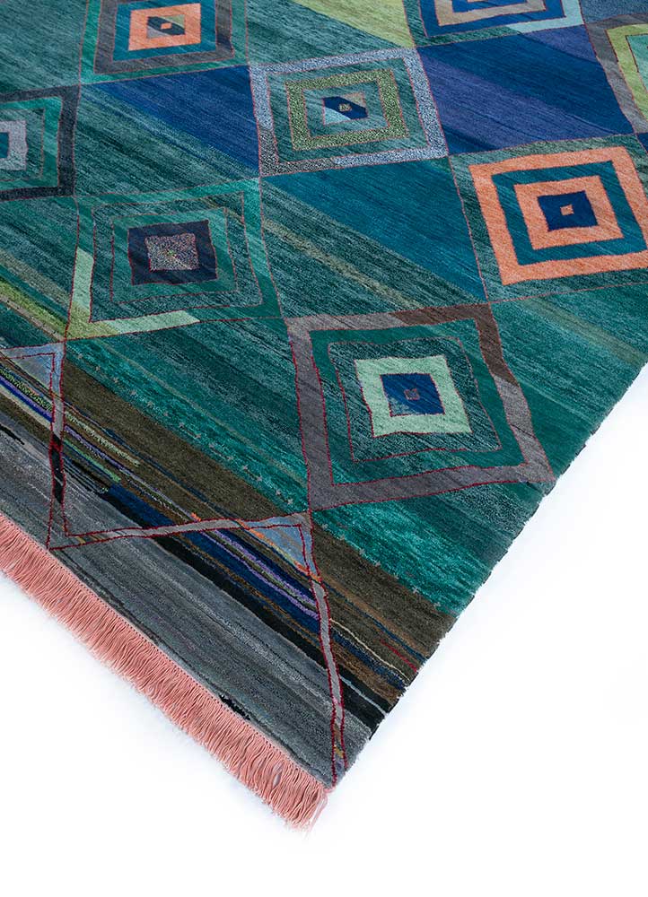 freedom manchaha green wool Hand Knotted Rug - FloorShot