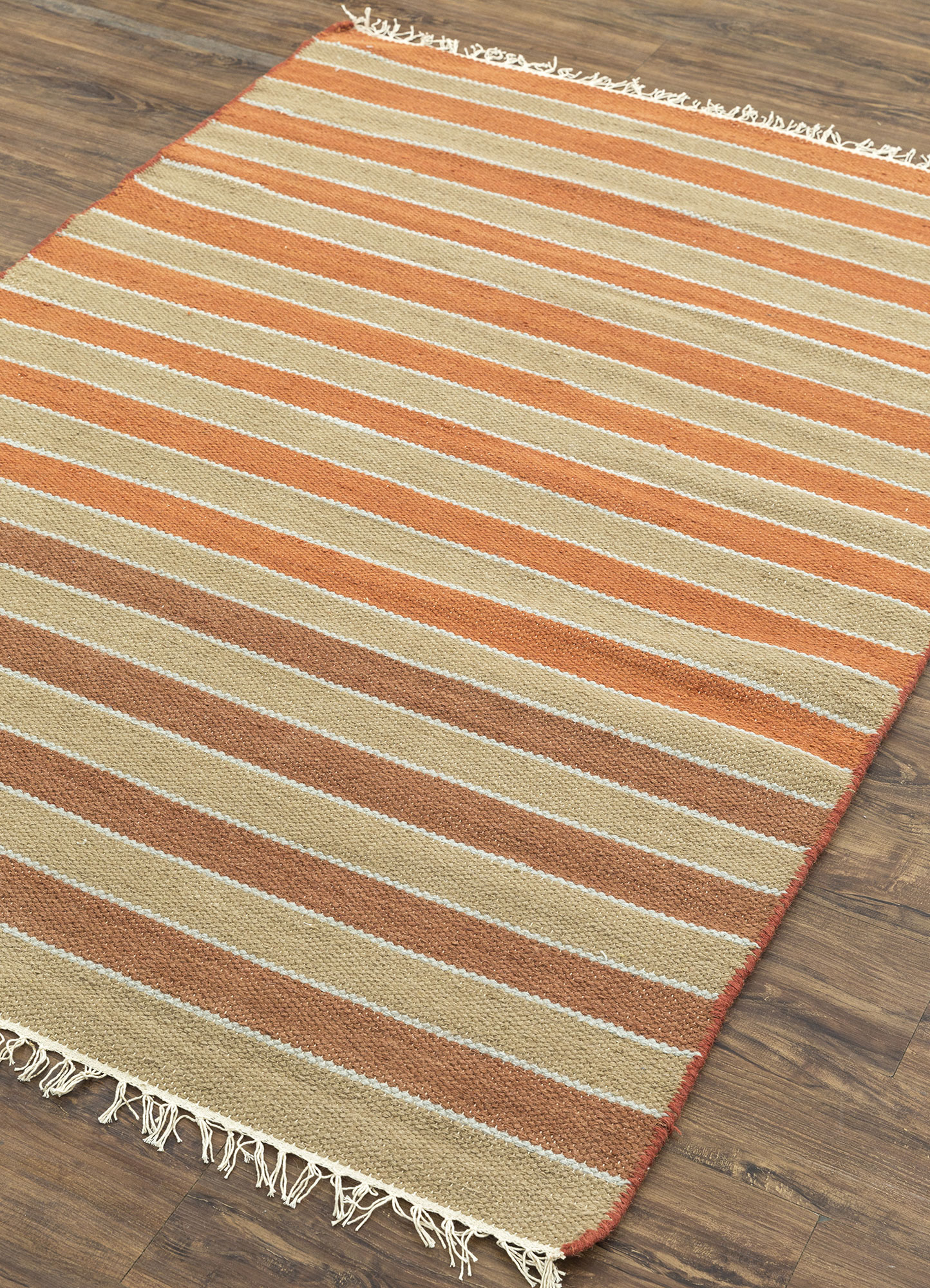 indusbar red and orange wool Flat Weaves Rug - FloorShot