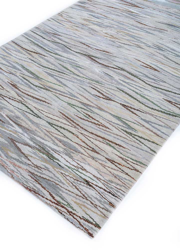 manchaha grey and black wool and bamboo silk Hand Knotted Rug - FloorShot