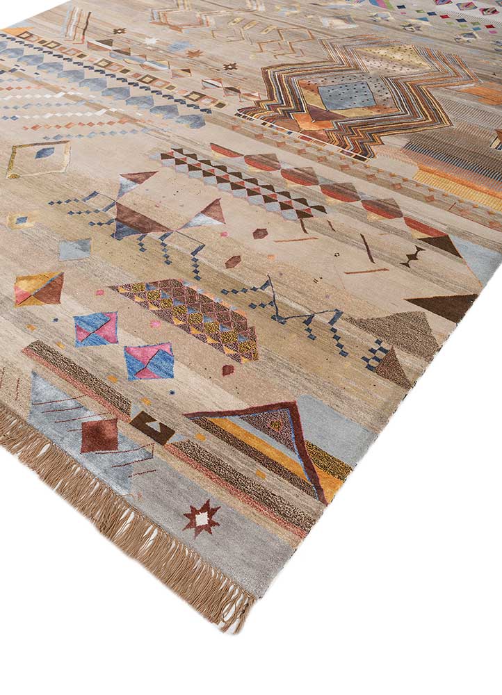 freedom manchaha beige and brown wool and bamboo silk Hand Knotted Rug - FloorShot