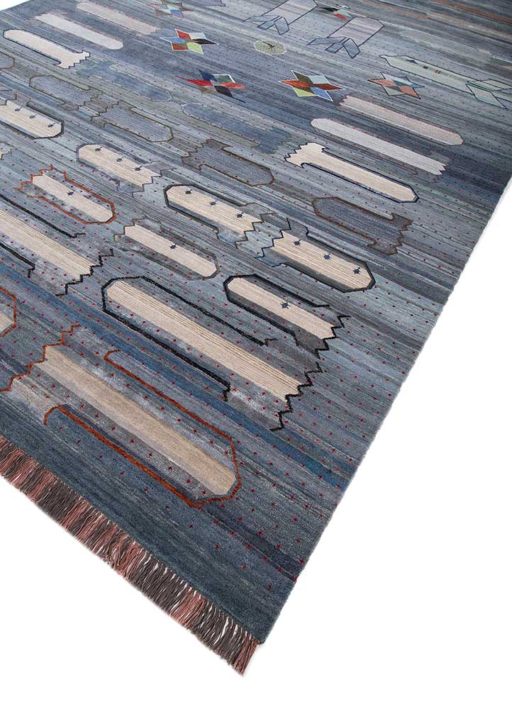 freedom manchaha blue wool and bamboo silk Hand Knotted Rug - FloorShot