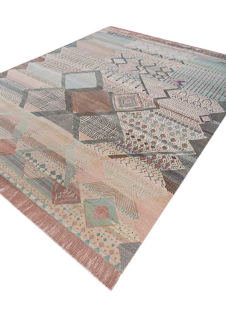 manchaha pink and purple wool and bamboo silk Hand Knotted Rug - FloorShot