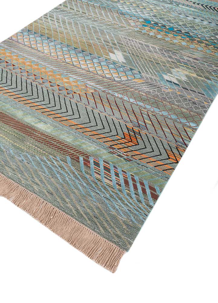 manchaha green wool and bamboo silk Hand Knotted Rug - FloorShot