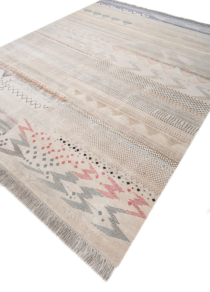 manchaha ivory wool and bamboo silk Hand Knotted Rug - FloorShot