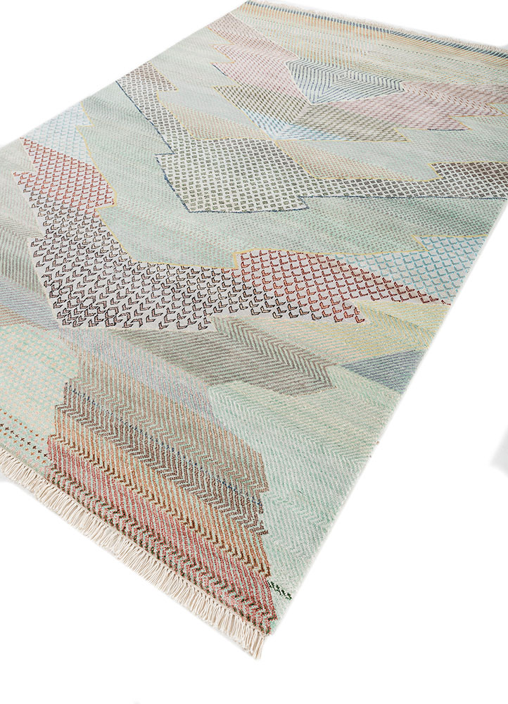 manchaha blue wool and bamboo silk Hand Knotted Rug - FloorShot