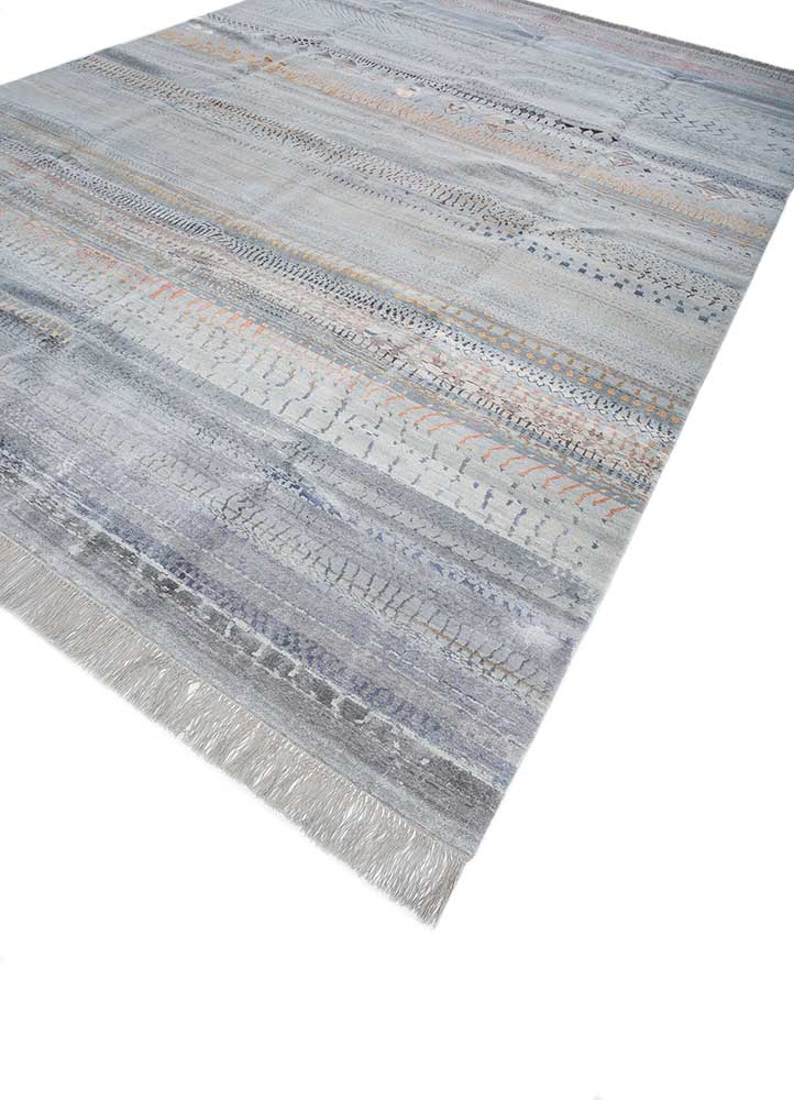 manchaha blue wool and bamboo silk Hand Knotted Rug - FloorShot manchaha blue wool and bamboo silk Hand Knotted Rug - FloorShot