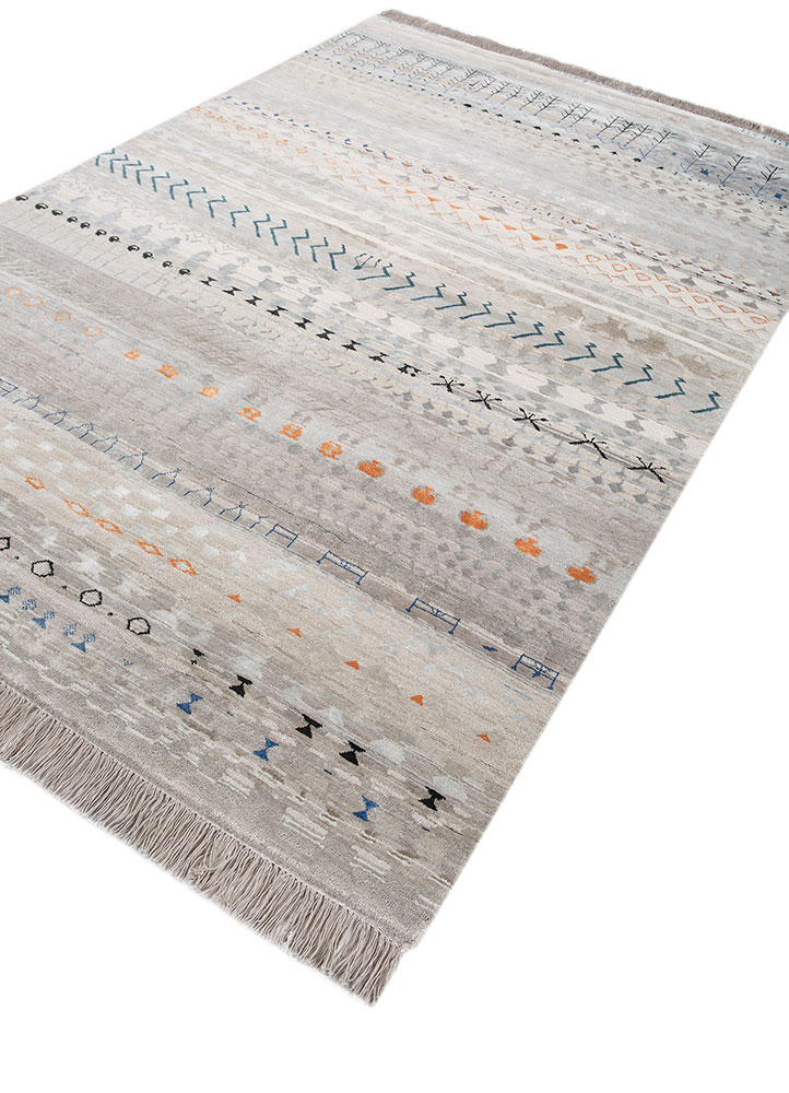 manchaha grey and black wool and bamboo silk Hand Knotted Rug - FloorShot