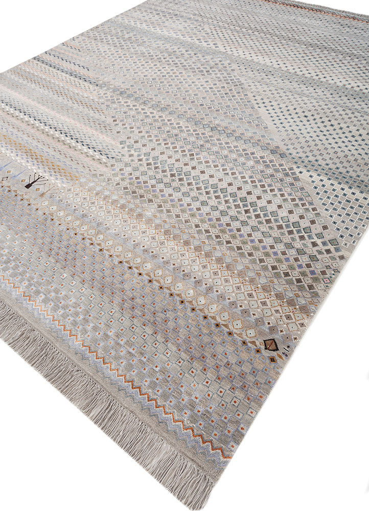 manchaha grey and black wool and bamboo silk Hand Knotted Rug - FloorShot