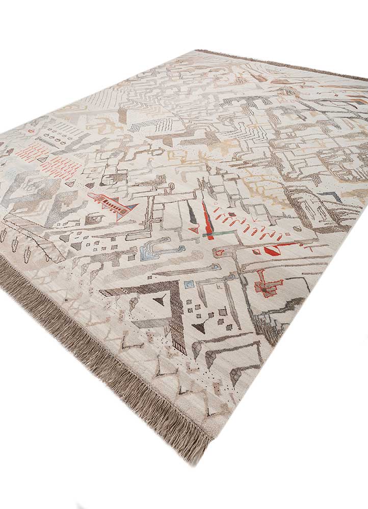 manchaha ivory wool and bamboo silk Hand Knotted Rug - FloorShot