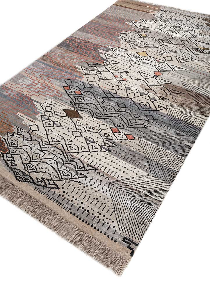 manchaha grey and black wool and bamboo silk Hand Knotted Rug - FloorShot