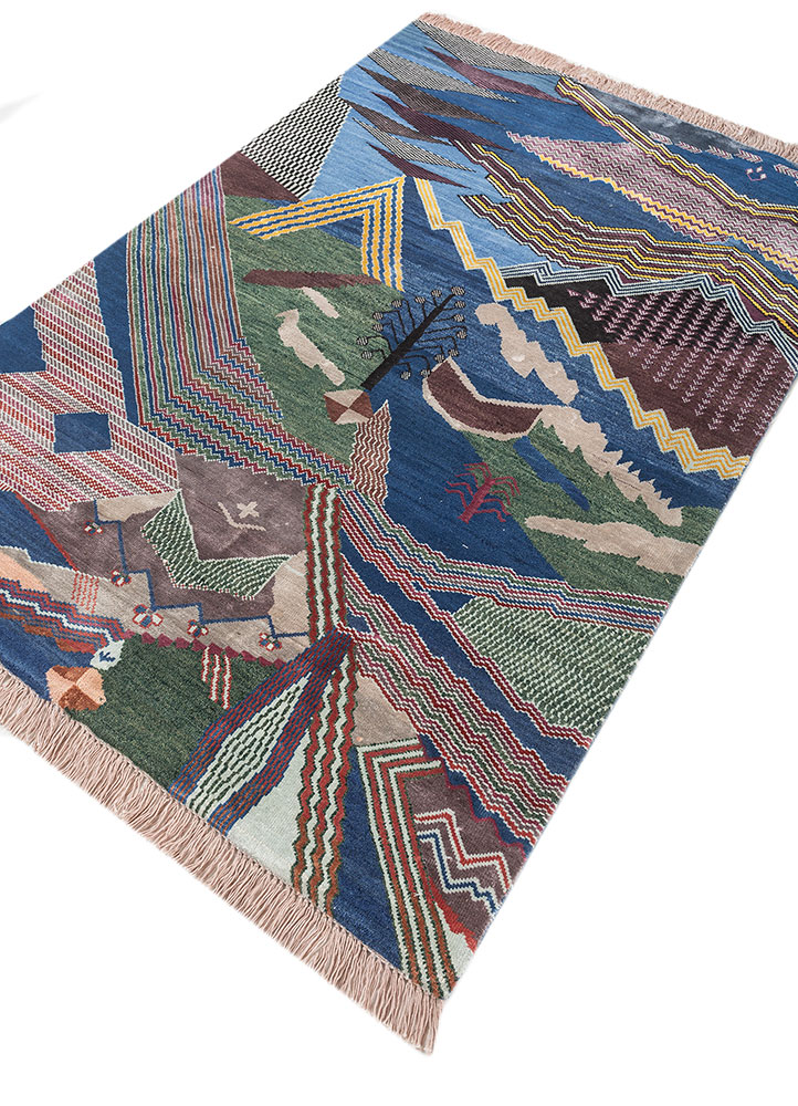 manchaha pink and purple wool and bamboo silk Hand Knotted Rug - FloorShot manchaha pink and purple wool and bamboo silk Hand Knotted Rug - FloorShot