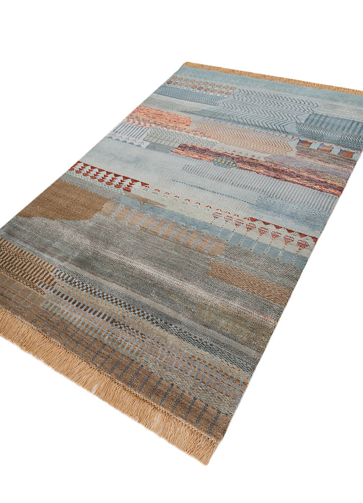 manchaha blue wool and bamboo silk Hand Knotted Rug - FloorShot manchaha blue wool and bamboo silk Hand Knotted Rug - FloorShot