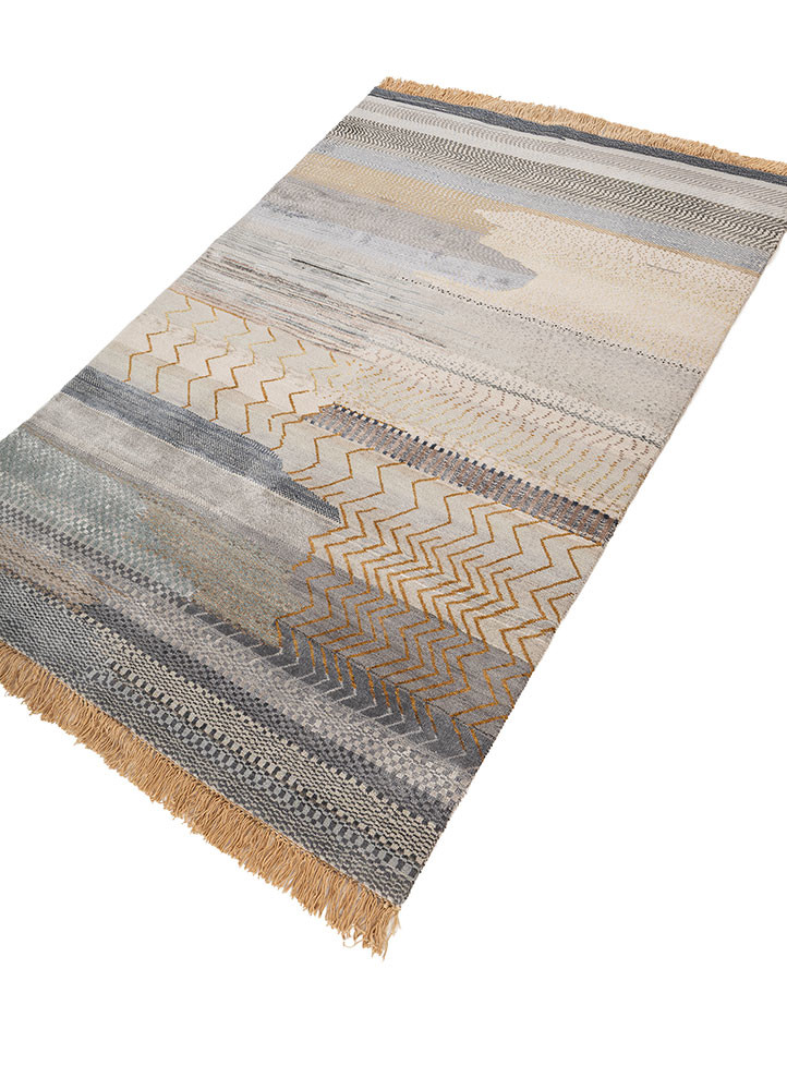 manchaha ivory wool and bamboo silk Hand Knotted Rug - FloorShot manchaha ivory wool and bamboo silk Hand Knotted Rug - FloorShot