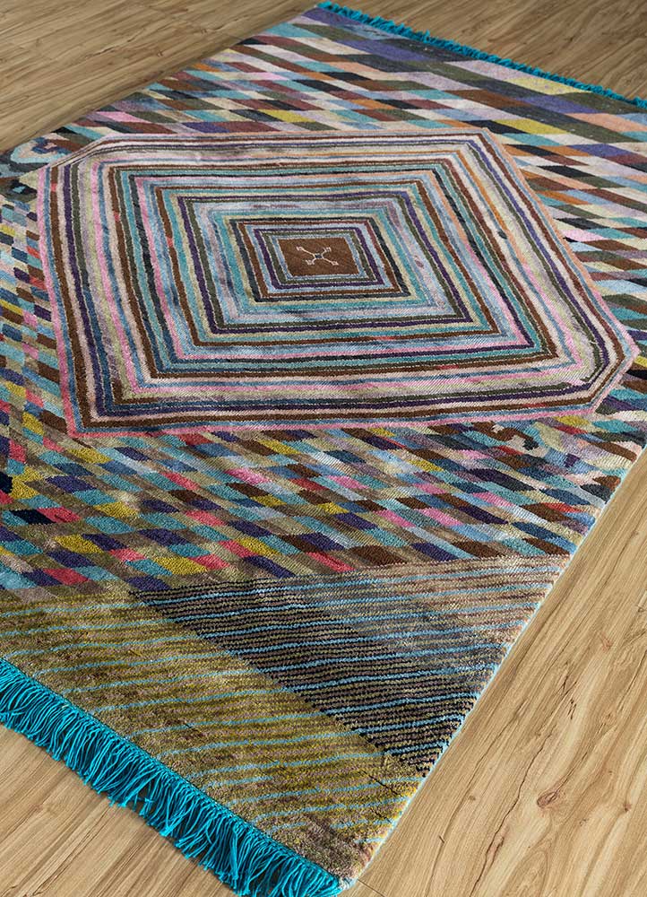 manchaha multi wool and bamboo silk Hand Knotted Rug - FloorShot