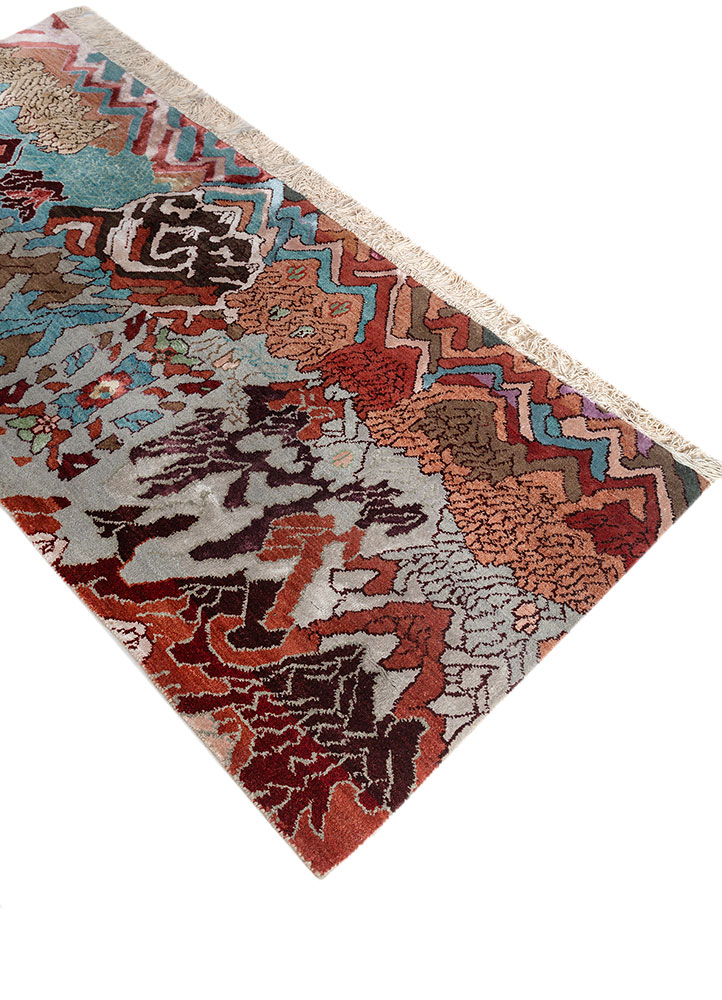 manchaha ivory wool and bamboo silk Hand Knotted Rug - FloorShot