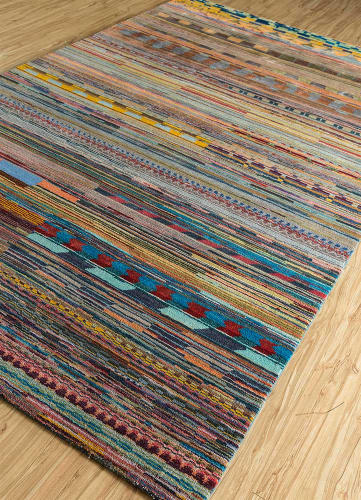 freedom manchaha blue wool and bamboo silk Hand Knotted Rug - FloorShot