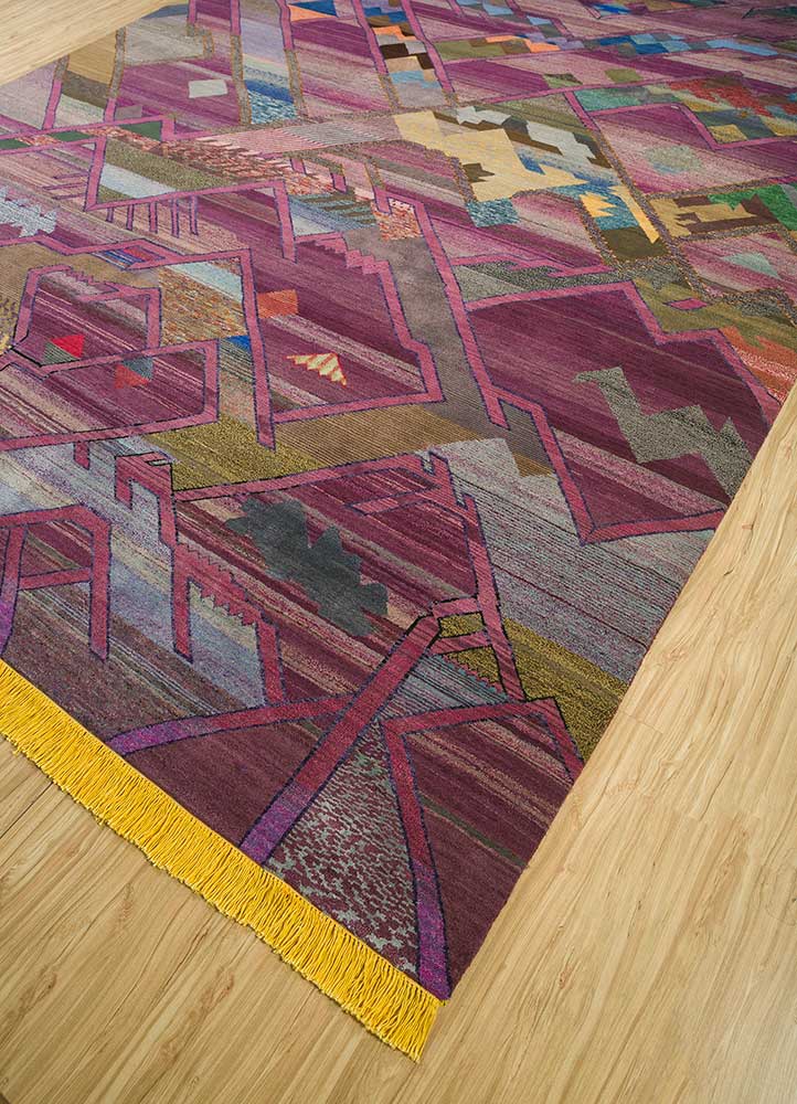 freedom manchaha pink and purple wool and bamboo silk Hand Knotted Rug - FloorShot