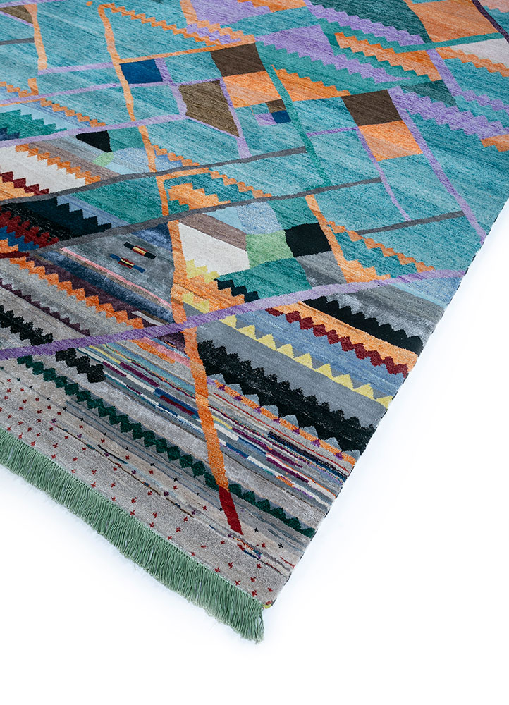 freedom manchaha blue wool and bamboo silk Hand Knotted Rug - FloorShot