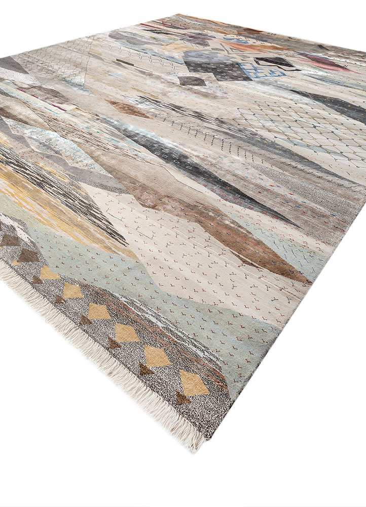 freedom manchaha ivory wool and bamboo silk Hand Knotted Rug - FloorShot