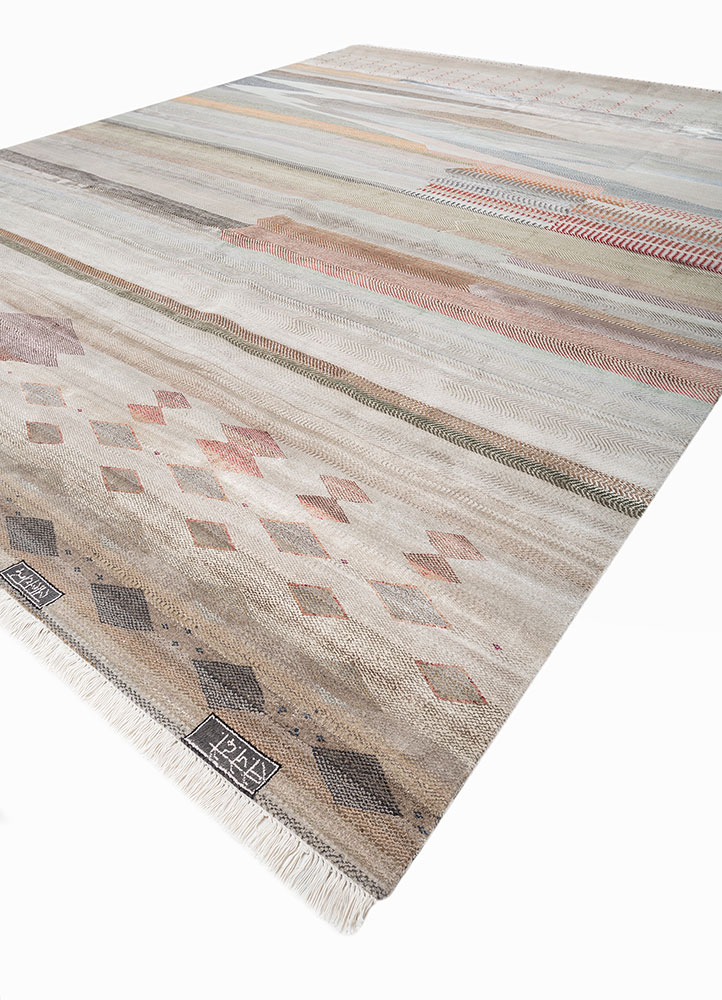 freedom manchaha ivory wool and bamboo silk Hand Knotted Rug - FloorShot