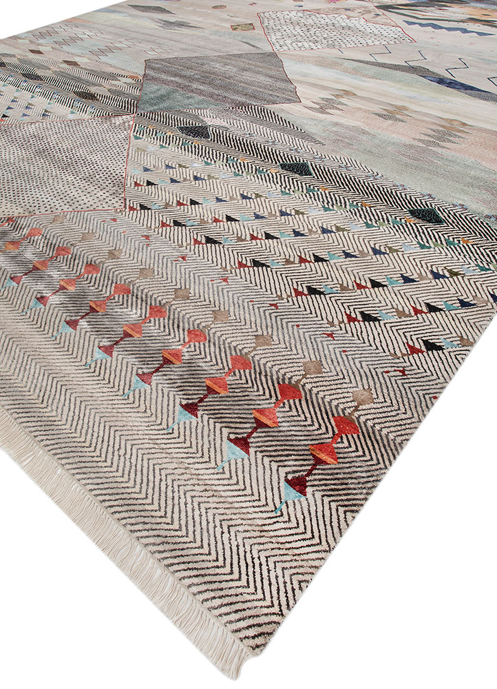 freedom manchaha ivory wool and bamboo silk Hand Knotted Rug - FloorShot