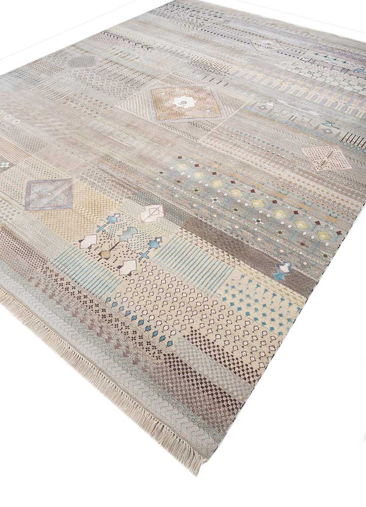 freedom manchaha ivory wool and bamboo silk Hand Knotted Rug - FloorShot