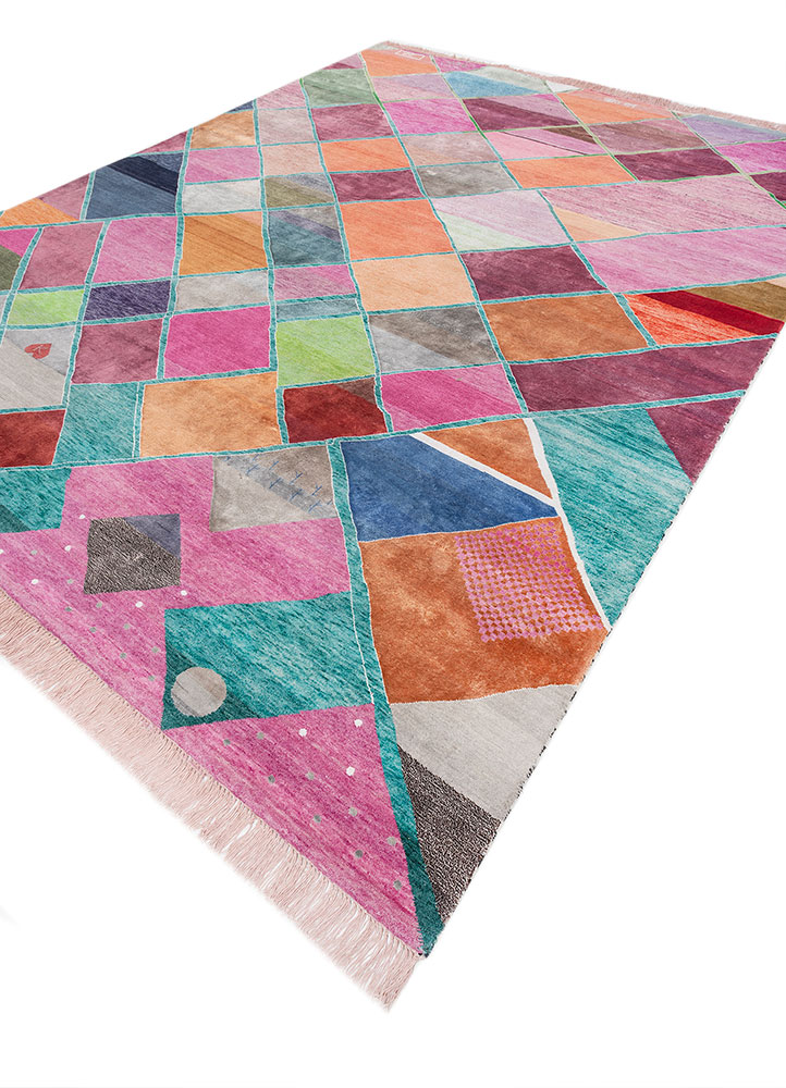 freedom manchaha pink and purple wool and bamboo silk Hand Knotted Rug - FloorShot