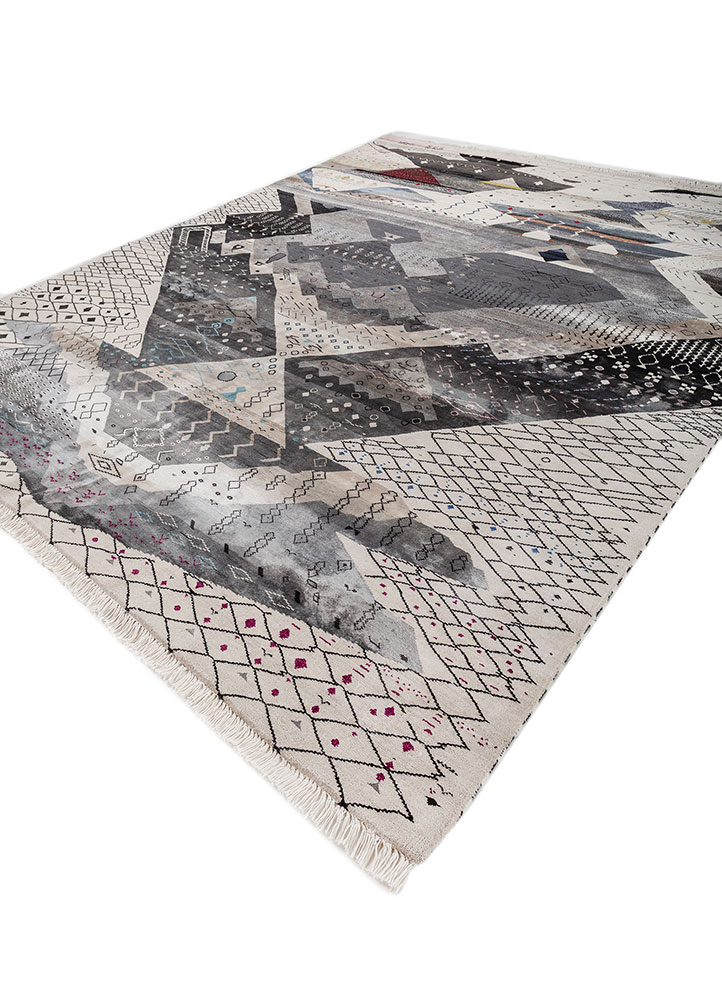 freedom manchaha ivory wool and bamboo silk Hand Knotted Rug - FloorShot