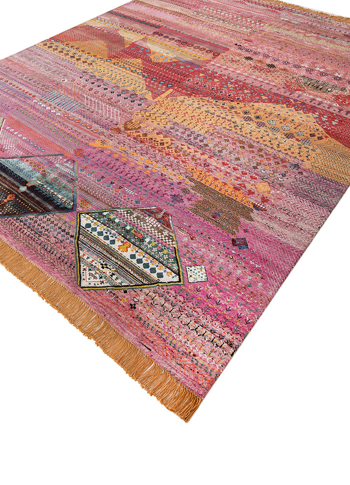freedom manchaha pink and purple wool and bamboo silk Hand Knotted Rug - FloorShot