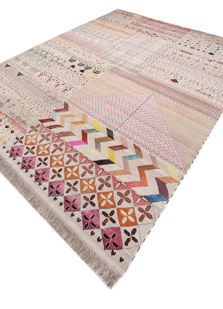 freedom manchaha ivory wool and bamboo silk Hand Knotted Rug - FloorShot