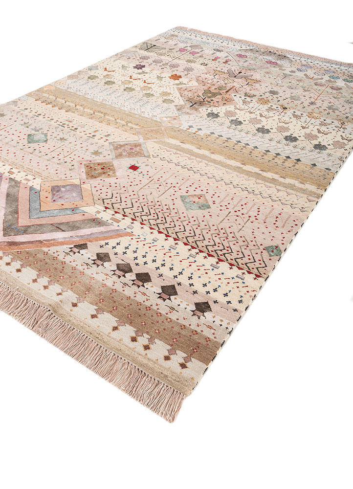 freedom manchaha red and orange wool and bamboo silk Hand Knotted Rug - FloorShot