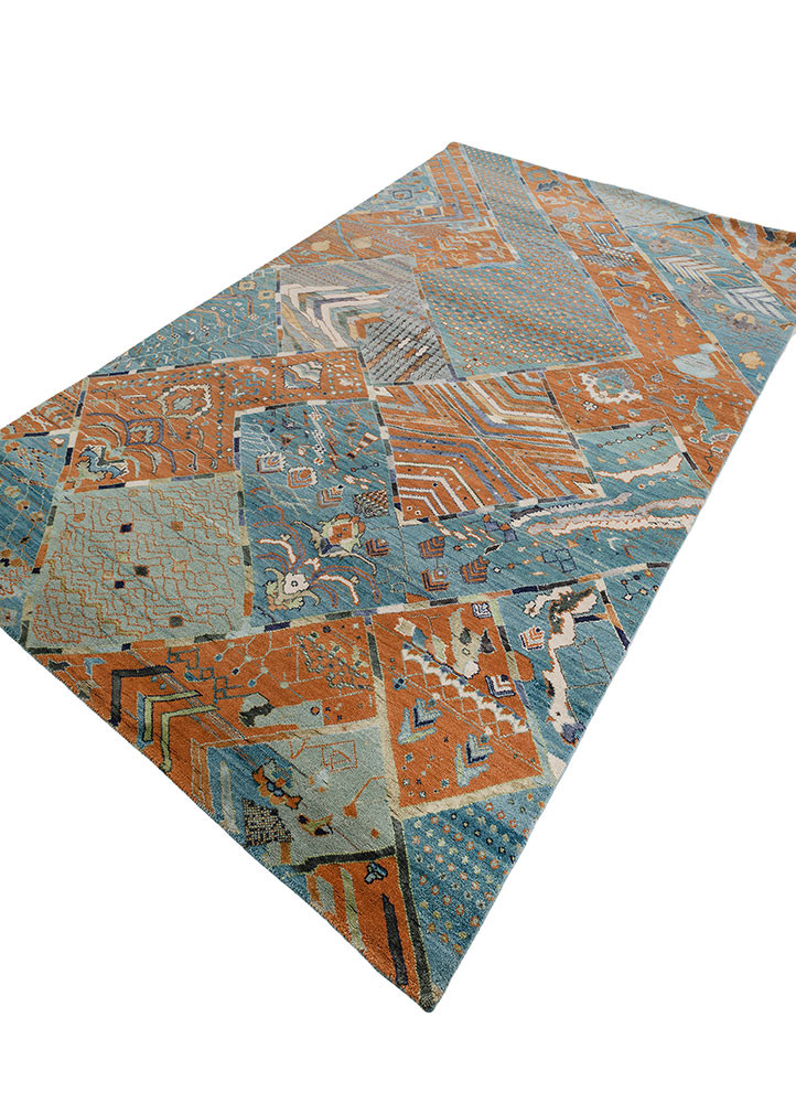 manchaha blue wool and bamboo silk Hand Knotted Rug - FloorShot manchaha blue wool and bamboo silk Hand Knotted Rug - FloorShot