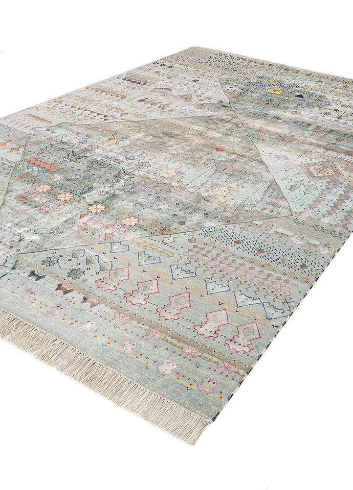 freedom manchaha blue wool and bamboo silk Hand Knotted Rug - FloorShot