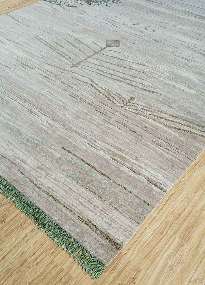 manchaha ivory wool and bamboo silk Hand Knotted Rug - FloorShot