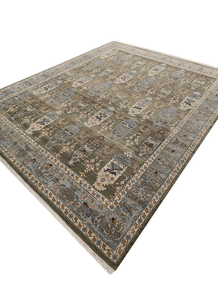 savana green wool Hand Knotted Rug - FloorShot savana green wool Hand Knotted Rug - FloorShot