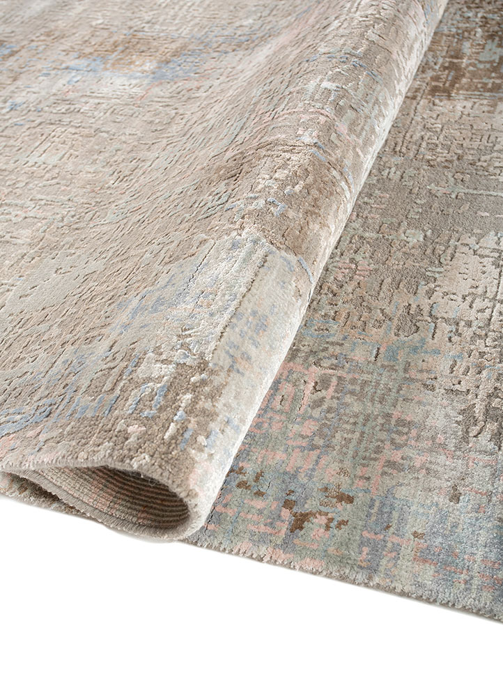 entropy grey and black wool and bamboo silk Hand Knotted Rug - FloorShot