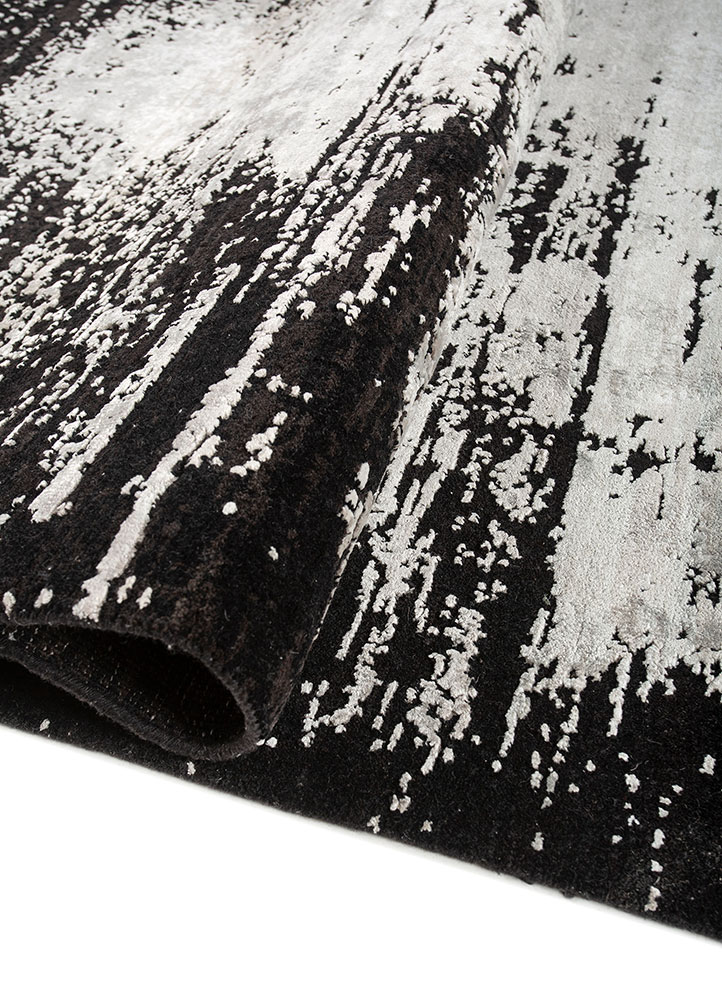 entropy grey and black wool and bamboo silk Hand Knotted Rug - FloorShot