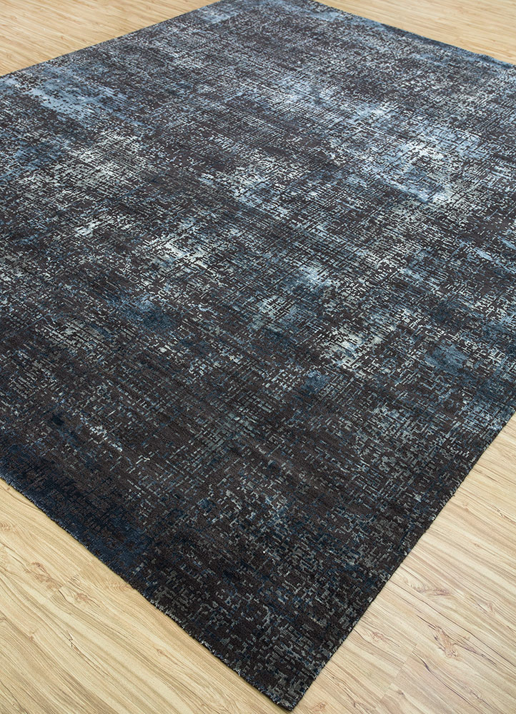 uvenuti grey and black wool and bamboo silk Hand Knotted Rug - FloorShot