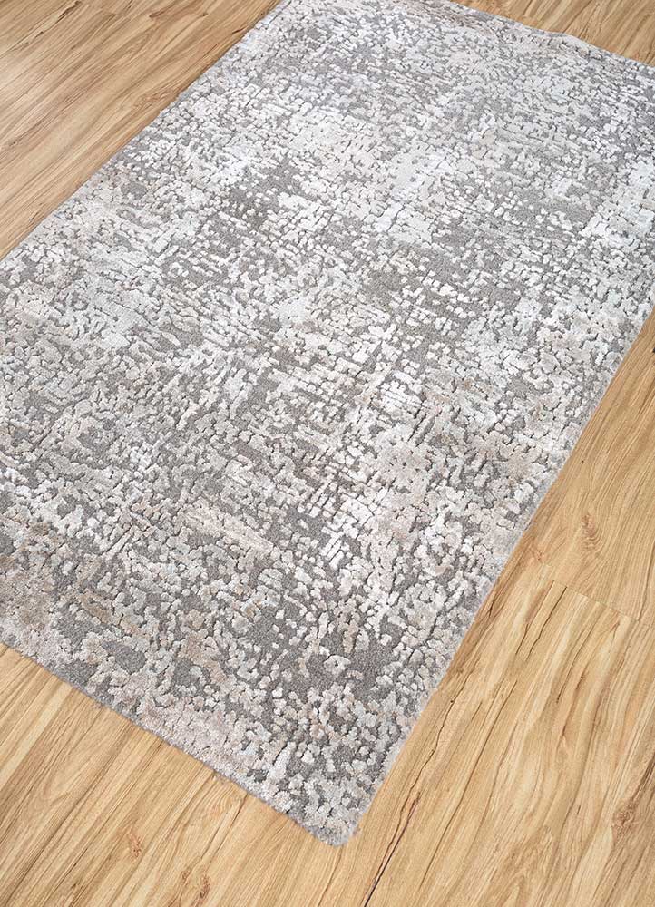 uvenuti grey and black wool and bamboo silk Hand Knotted Rug - FloorShot