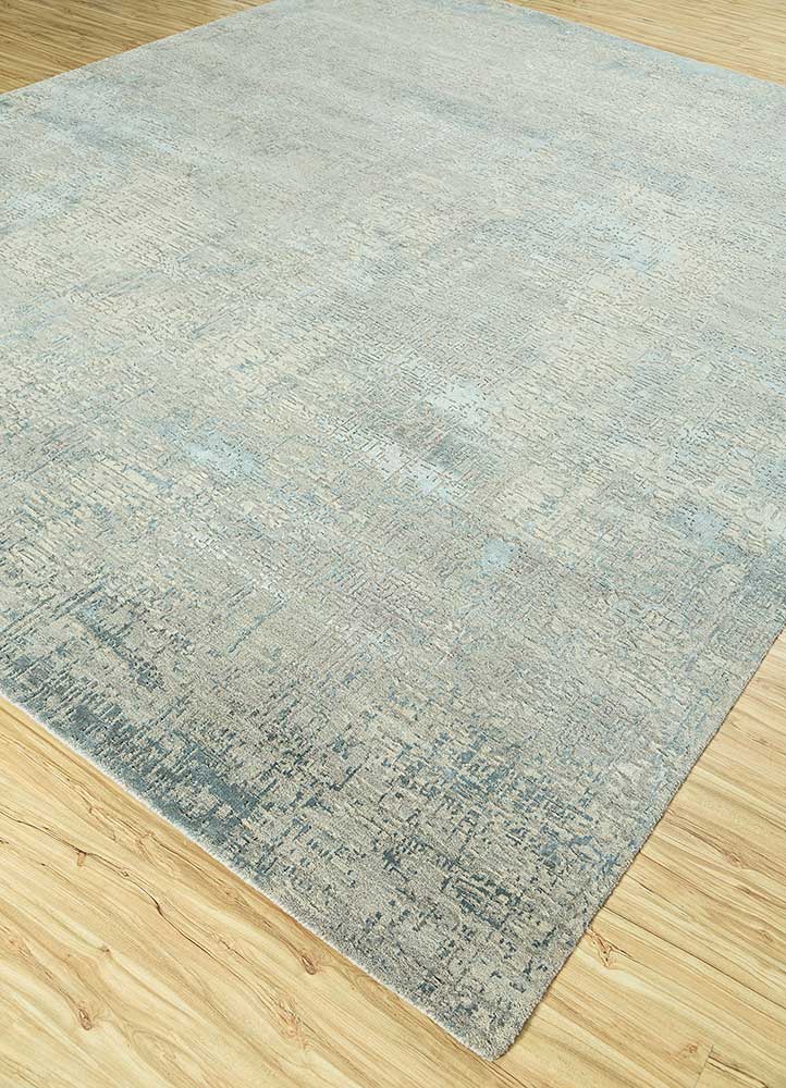 uvenuti grey and black wool and bamboo silk Hand Knotted Rug - FloorShot