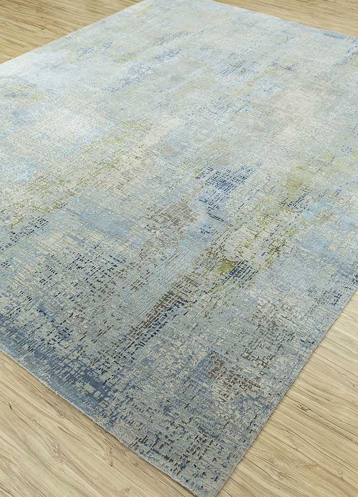 uvenuti blue wool and bamboo silk Hand Knotted Rug - FloorShot