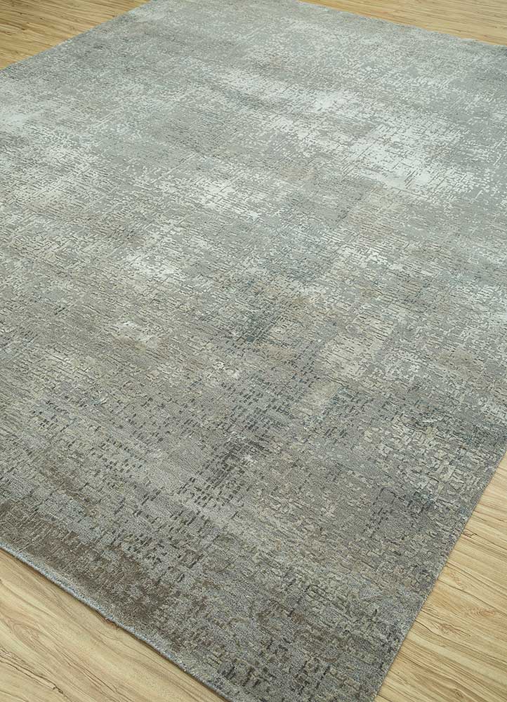 uvenuti grey and black wool and bamboo silk Hand Knotted Rug - FloorShot